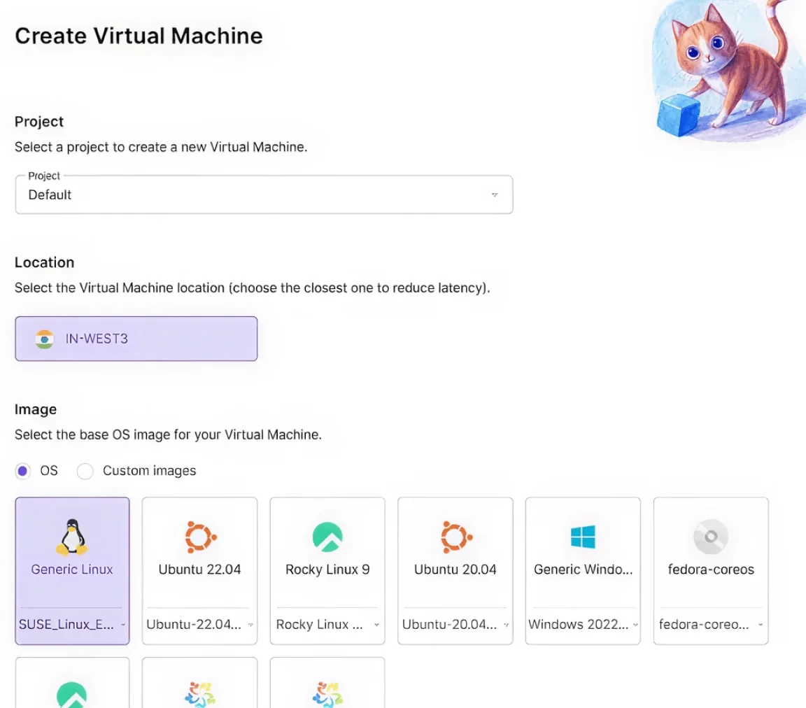 Create Virtual Machine Dashboard