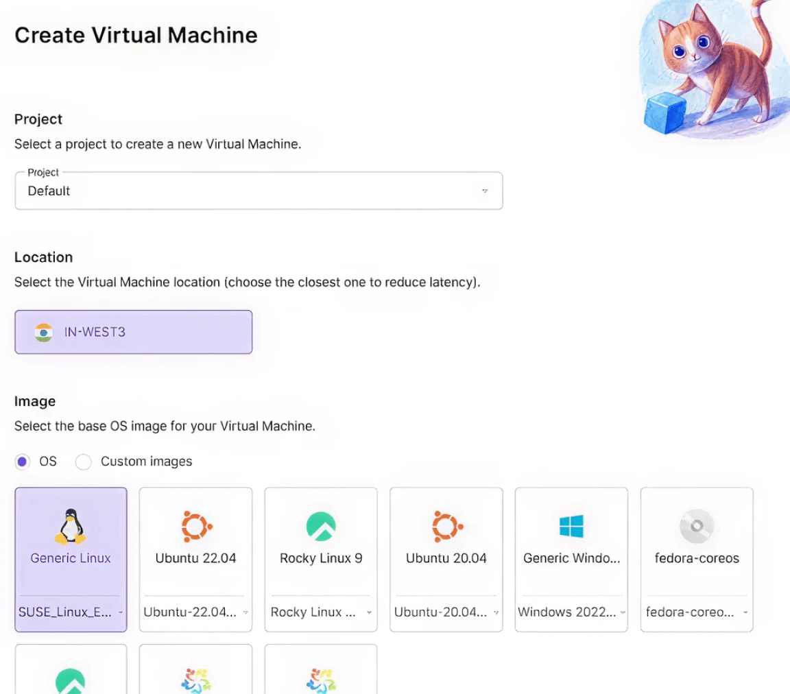 Create Virtual Machine Dashboard